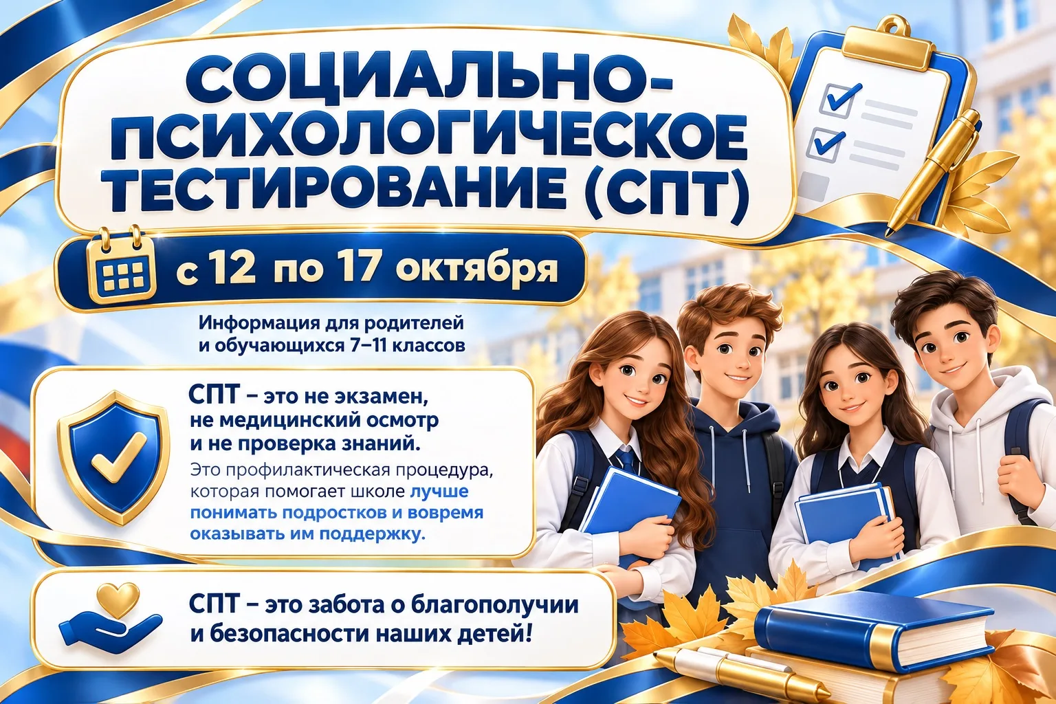 В период с 12 по 17 октября в школе будет проводиться социально-психологическое тестиро...