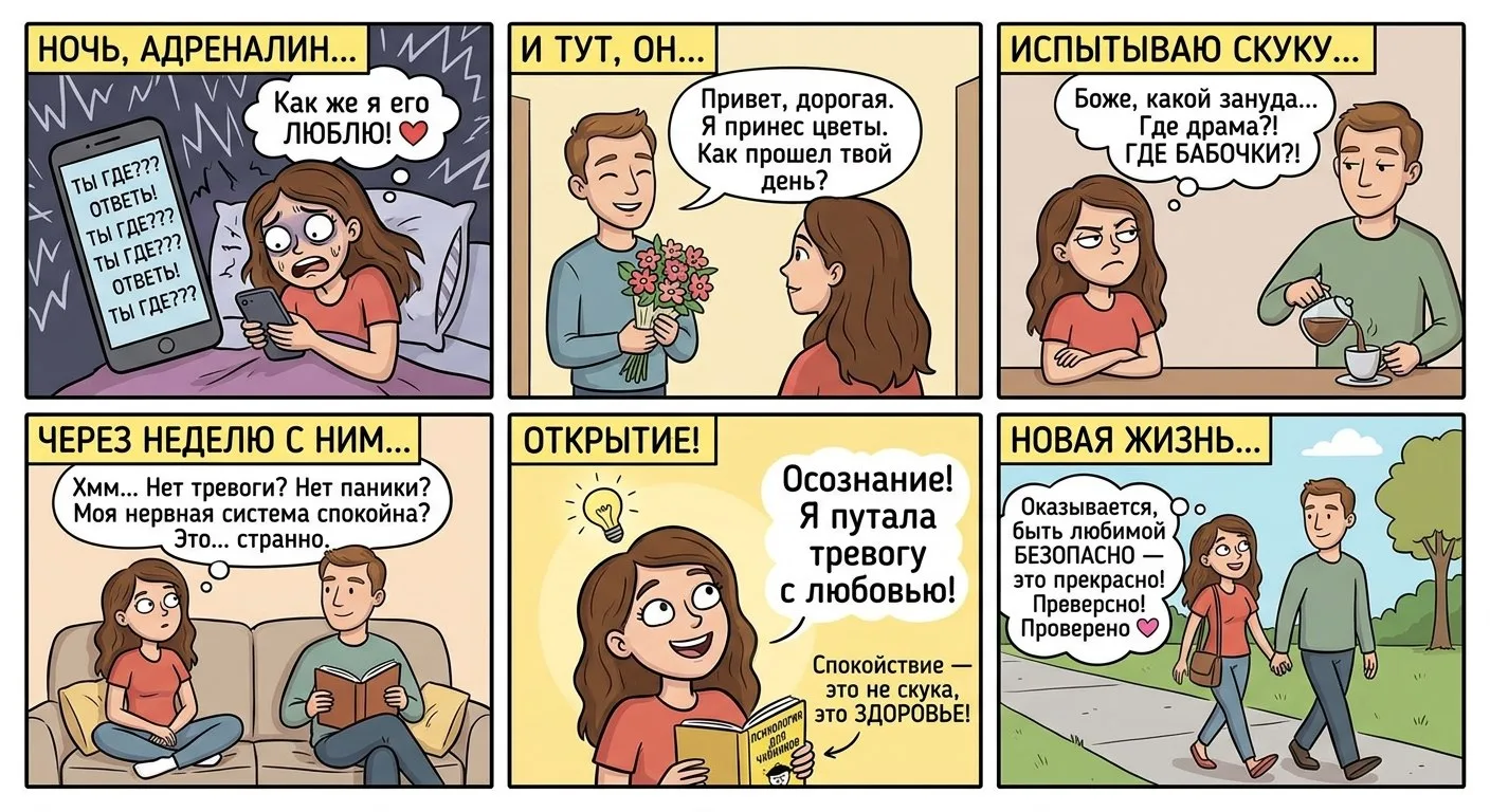 «Мне с ним скучно. Нет той самой искры, бабочек, драмы...»