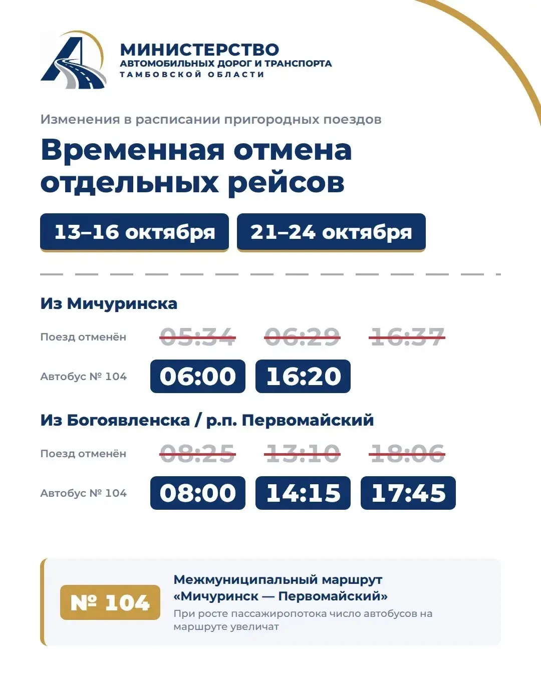 Внимание! Изменения в расписании пригородных поездов