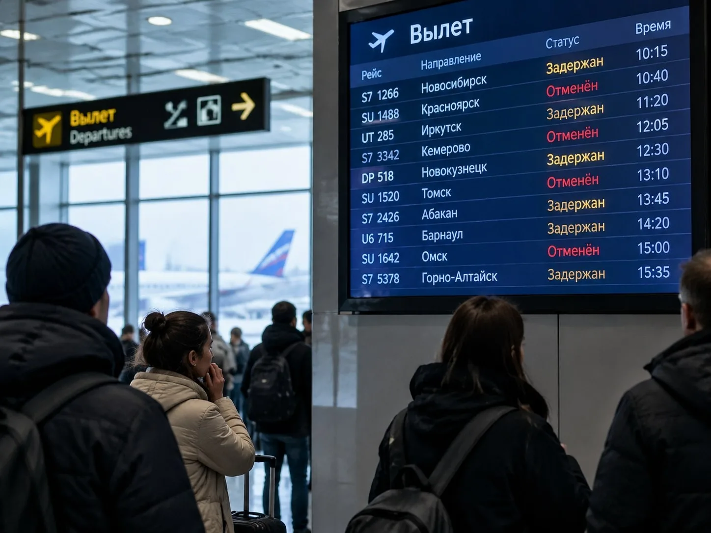 ✈ В аэропортах Сибири задерживают и отменяют авиарейсы