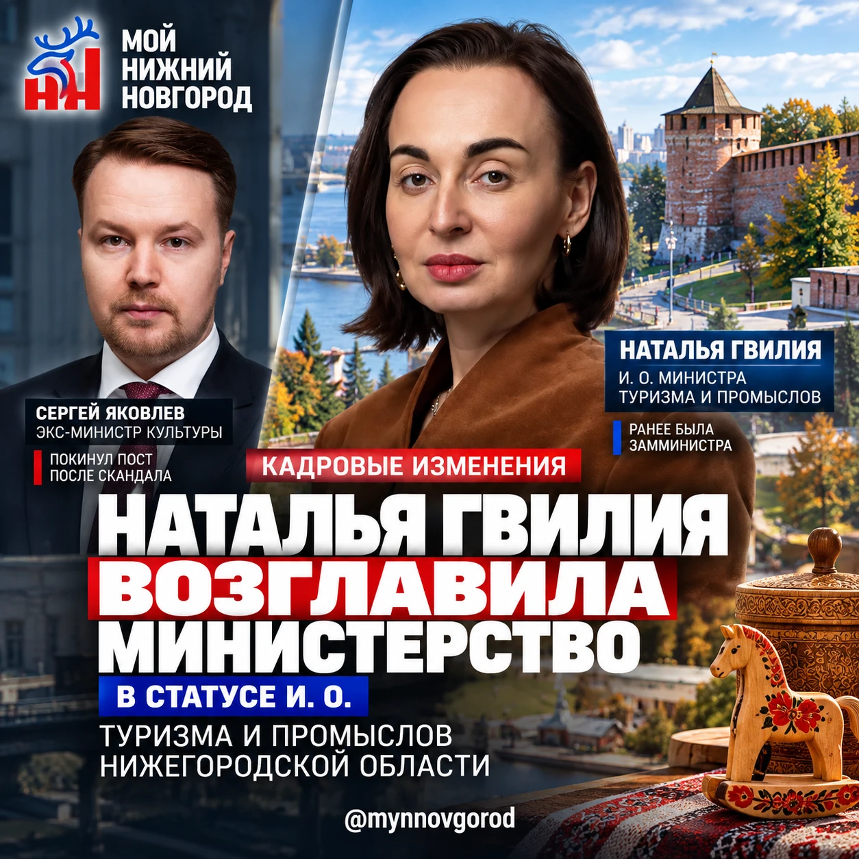 Исполняющей обязанности министра туризма и промыслов Нижегородской области назначена На...
