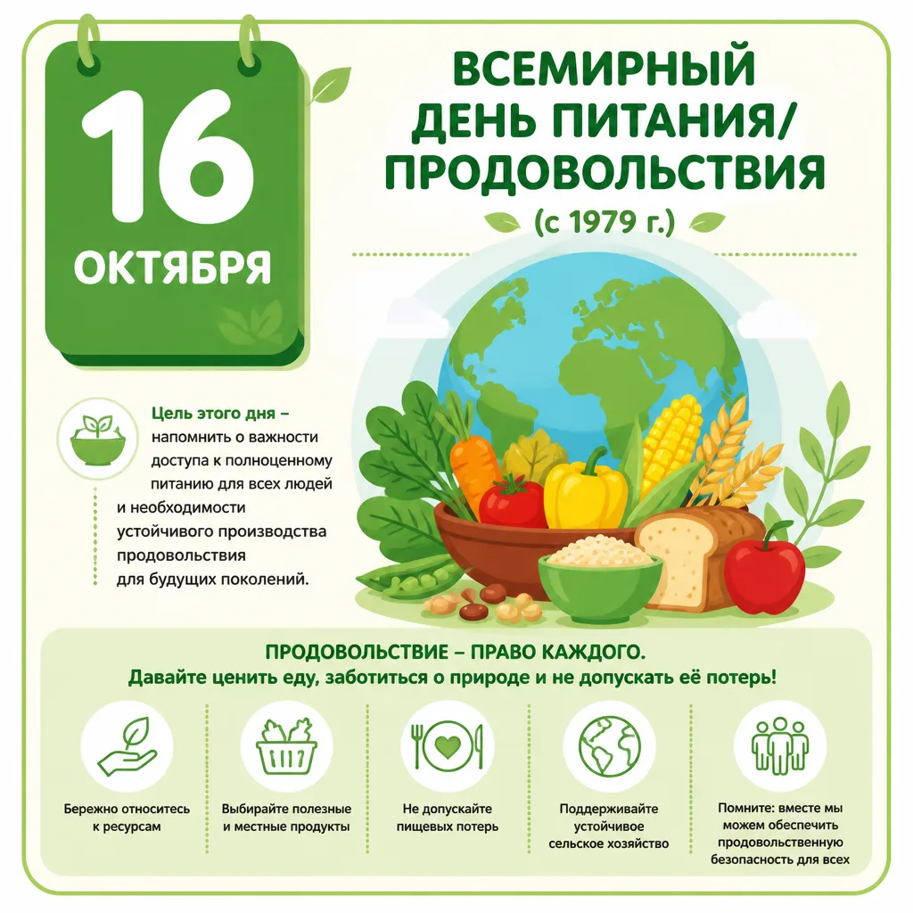 🔹Всемирный день питания/продовольствия (с 1979 г.)
