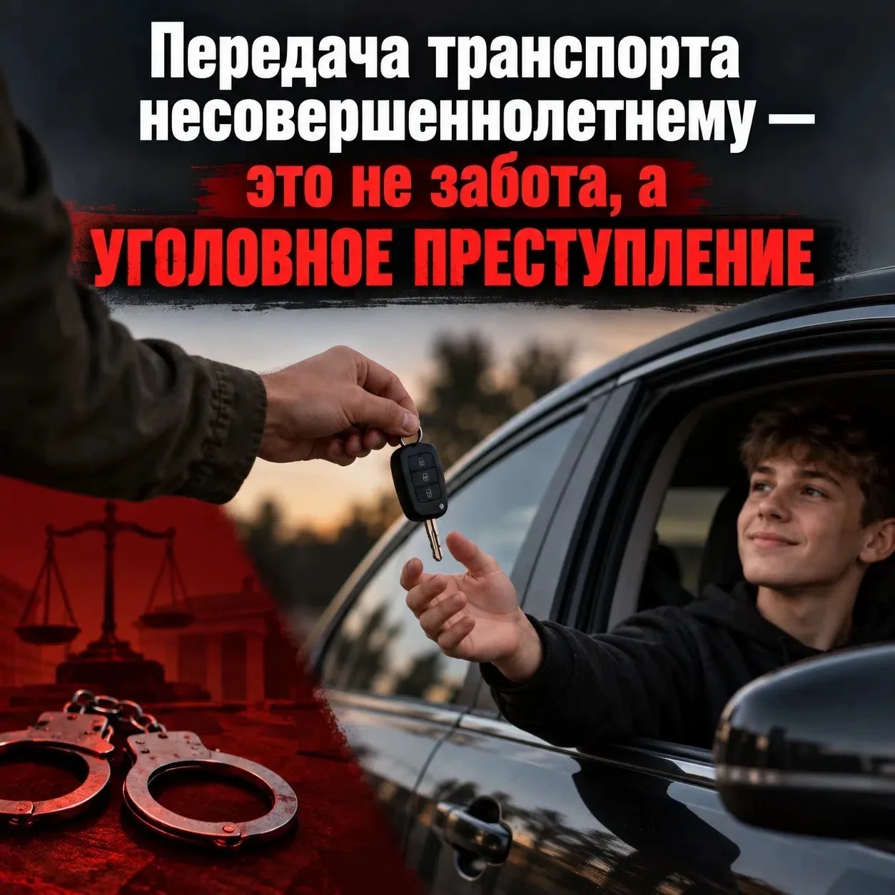 ❗Передача транспорта несовершеннолетнему — это не забота, а уголовное преступление