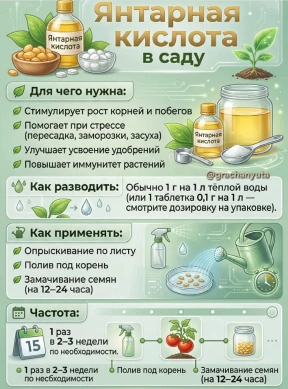 Янтарная кислота в саду 📌