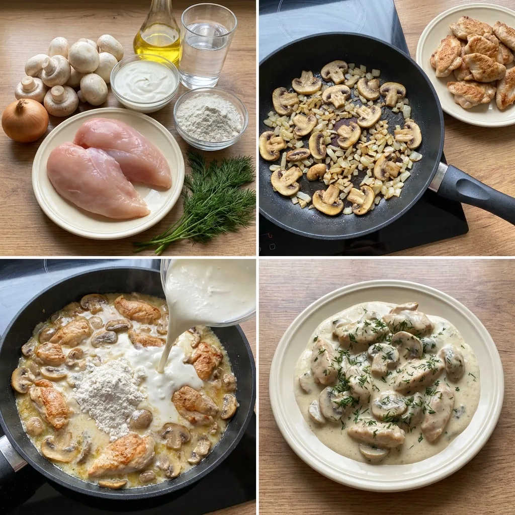 🍗 Курица с грибами в сметанном соусе