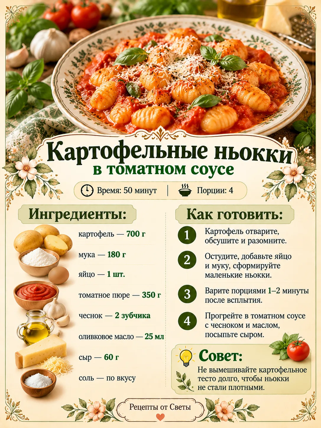 🍅 Мягкие картофельные ньокки в томатном соусе, маленькие итальянские вкусняшки для бол...