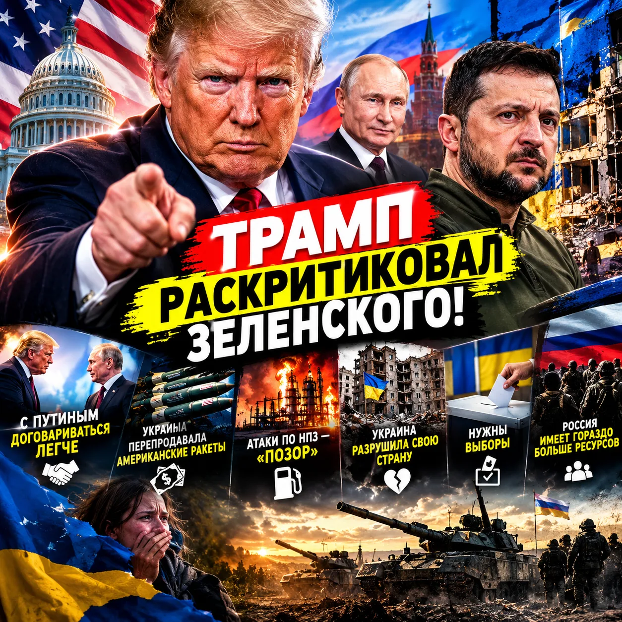 ⚡🇷🇺🇺🇸🇺🇦Трамп раскритиковал Зеленского в интервью Newsmax, заявив, что с Путиным д...