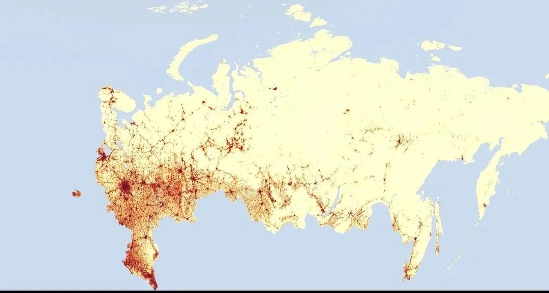 Плотность населения России наглядно.