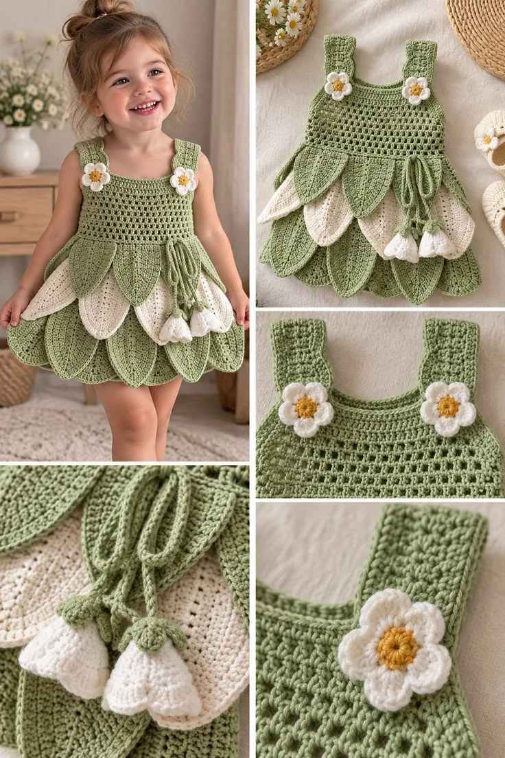 Очаровательное детское платье крючком с цветочными мотивами 👧🌿