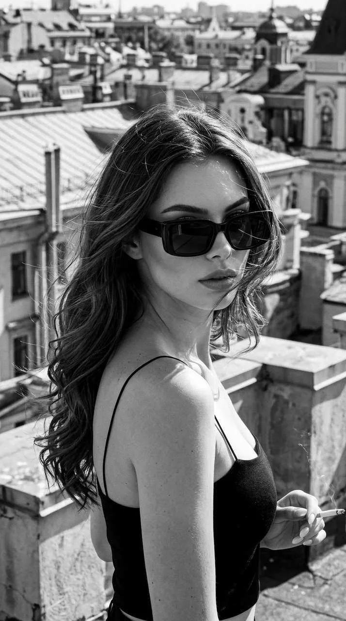 🖤 Чёрно-белая эстетика на крыше