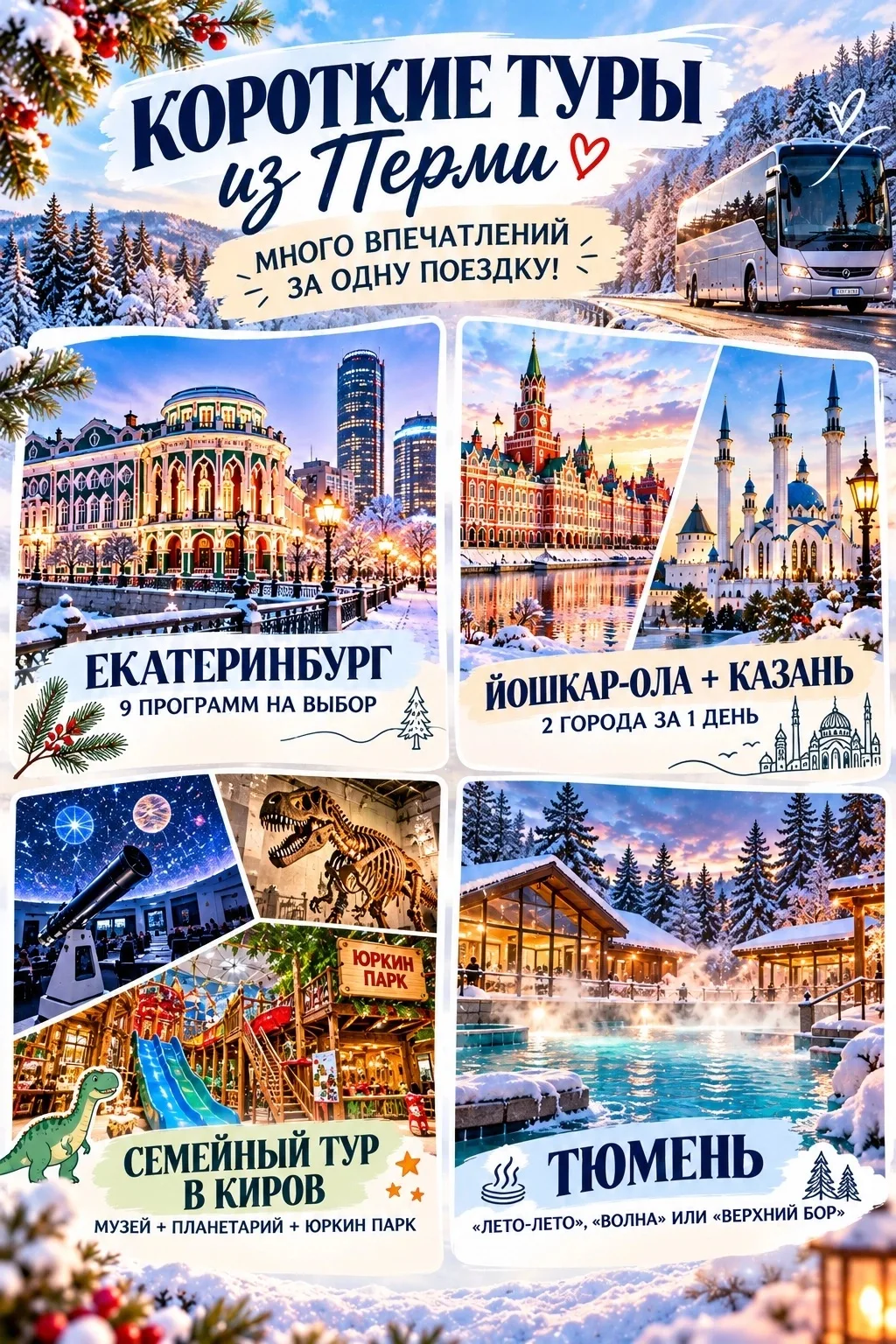 🚌 КОРОТКИЕ ТУРЫ ИЗ ПЕРМИ — МНОГО ВПЕЧАТЛЕНИЙ ЗА ОДНУ ПОЕЗДКУ! ❤