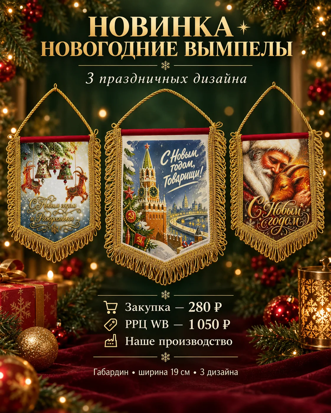🎄 Новинка нашего производства — новогодние вымпелы