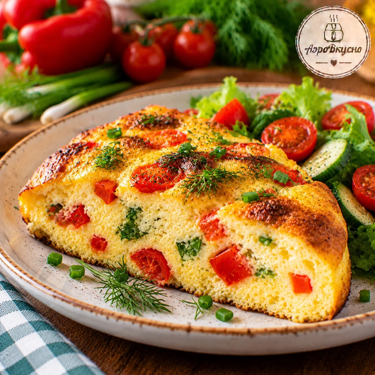 🍳 Омлет-суфле с зеленью и овощами в аэрогриле