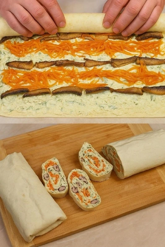 ЗАКУСКА-РУЛЕТ ИЗ ЛАВАША СО ШПРОТАМИ