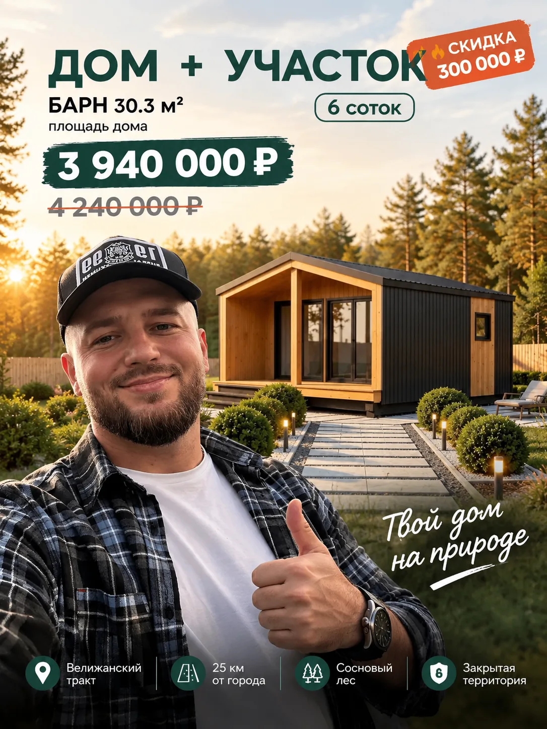 🏡 ДОМ + УЧАСТОК — 3 940 000 ₽