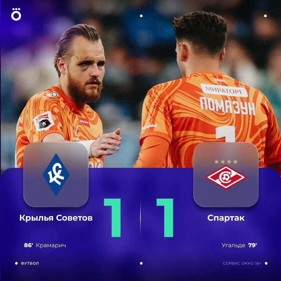 «Спартак» потерял очки в Самаре. Максименко удалился на 24-й минуте ❌