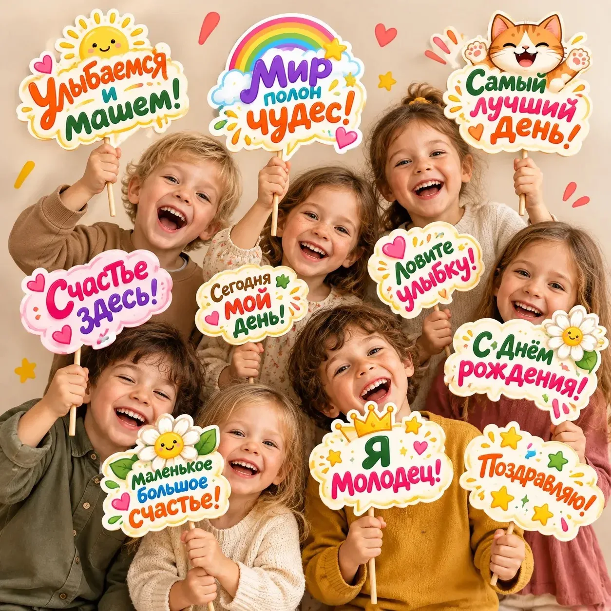 Весёлые речевые облачка для фотосессий в детском саду!
