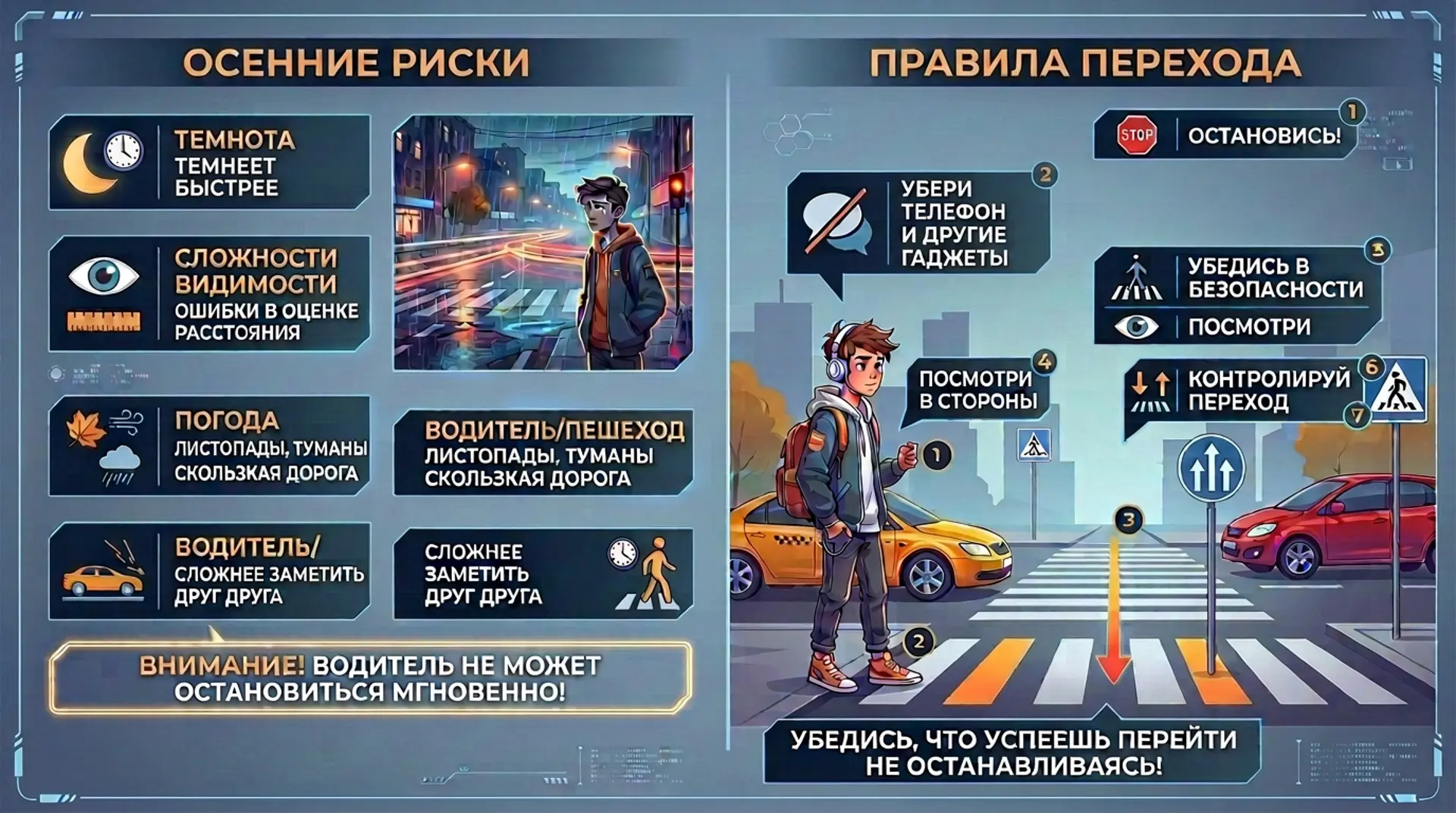 Дни становятся короче, темнеет раньше. Дожди, туманы и скользкая дорога значительно усл...