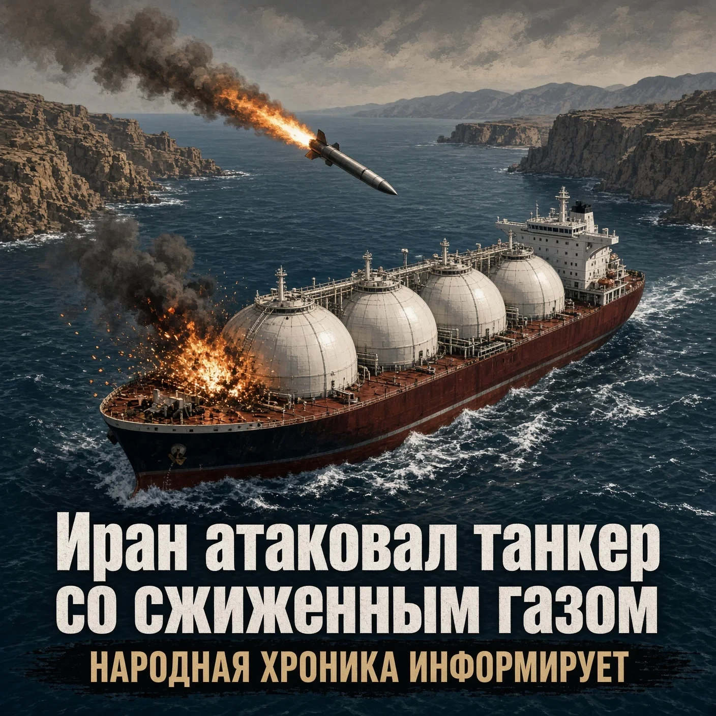 Иран атаковал танкер со сжиженным газом, который пытался незаконно пройти через Ормузск...