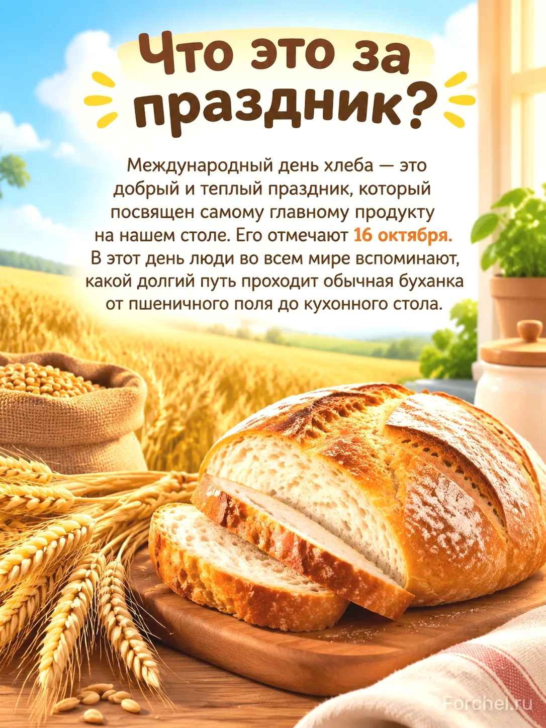 Международный день хлеба — это добрый и теплый праздник, который посвящен самому главно...