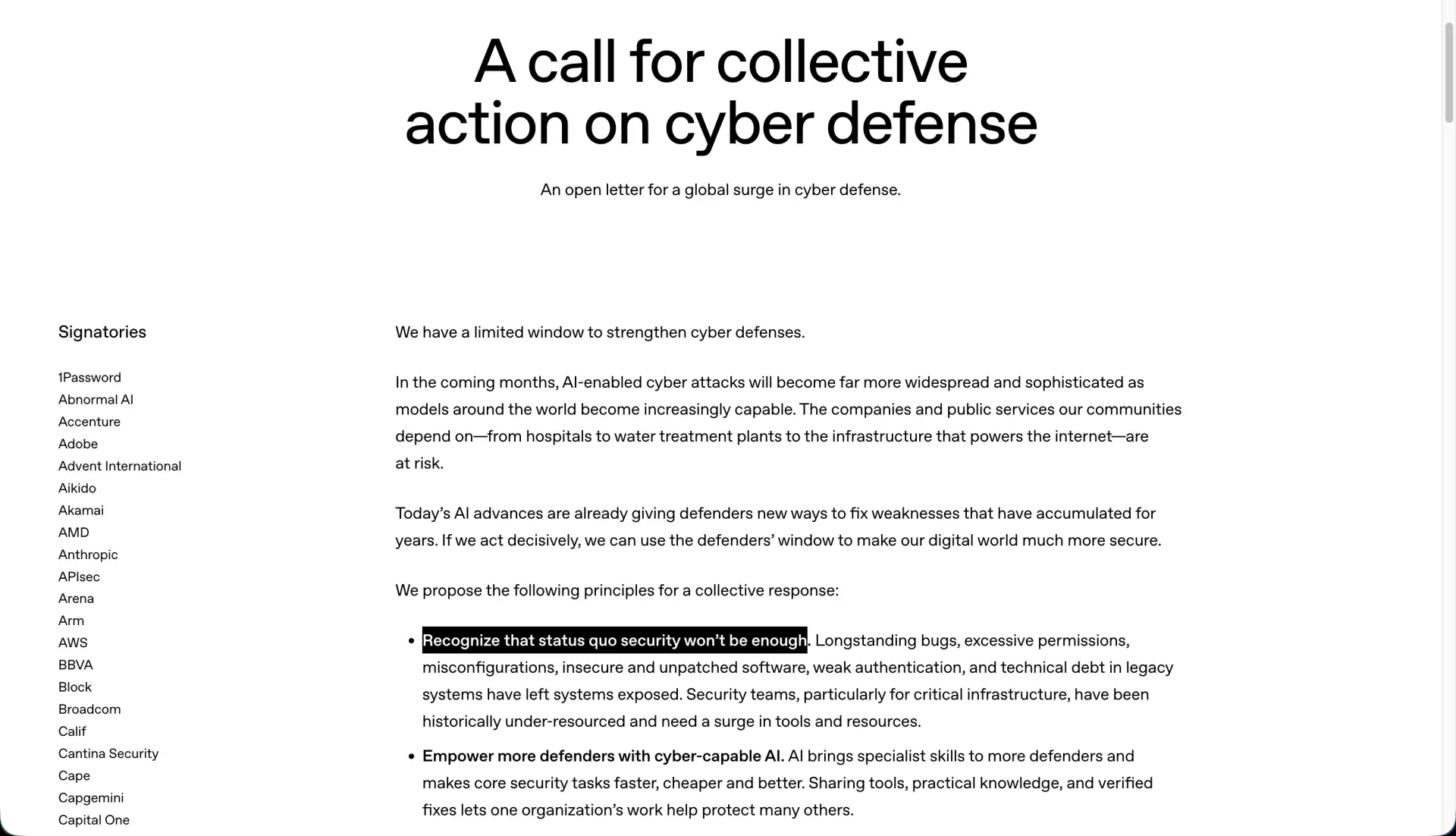 Google, Microsoft, OpenAI, Anthropic, Capital One, MasterCard, Visa, Oracle и IBM и еще...