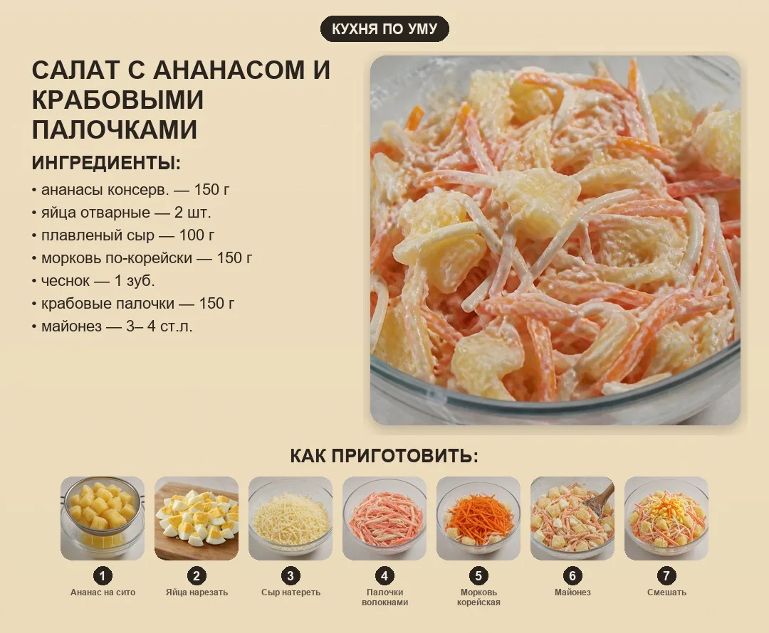 Салат с ананасом и крабовыми палочками
