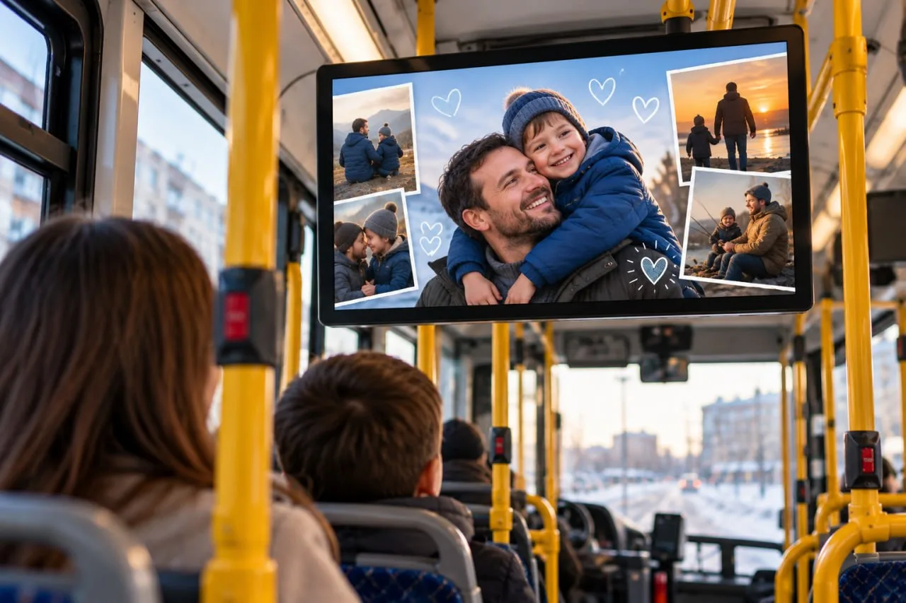 🚌 Поздравьте папу на экранах городских автобусов в Салехарде!