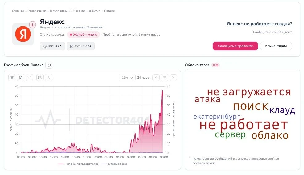 Сервисы «Яндекса» сегодня могут работать с перебоями из-за пожара в ЦОДе в результате а...