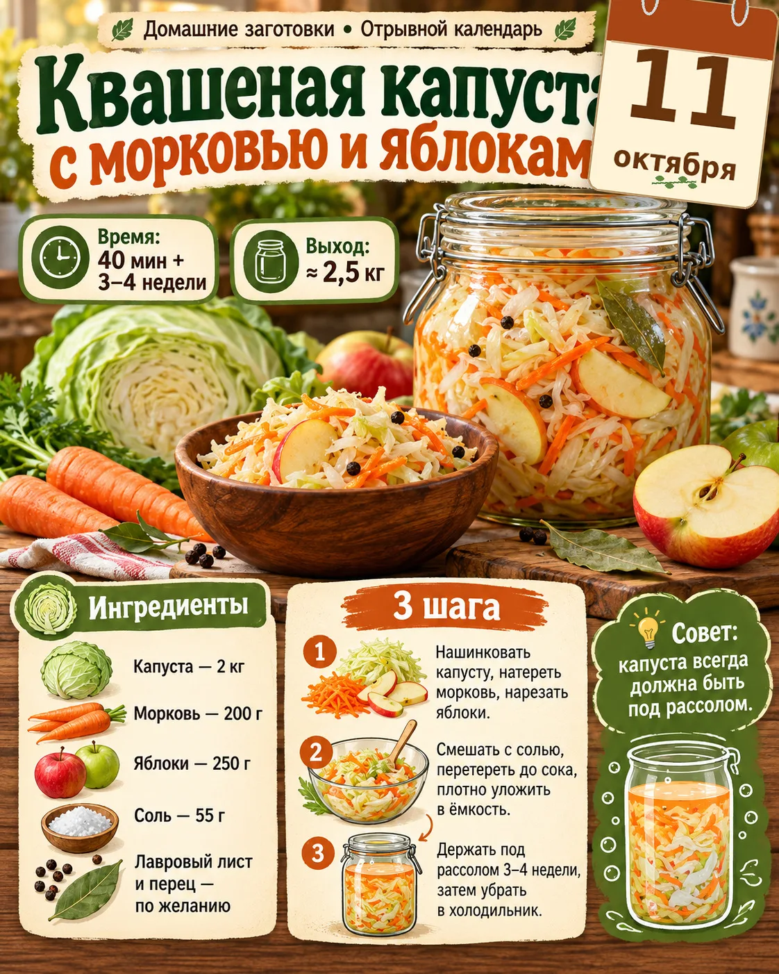 🥬 ДОМАШНИЕ ЗАГОТОВКИ • ОТРЫВНОЙ КАЛЕНДАРЬ