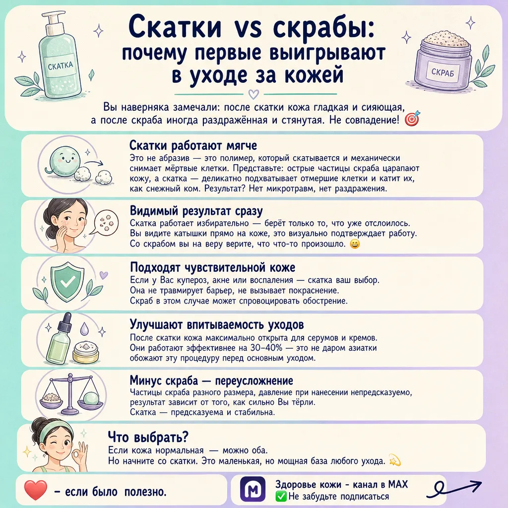 🌀 Скатки от мёртвых клеток — почему они работают лучше, чем скрабы