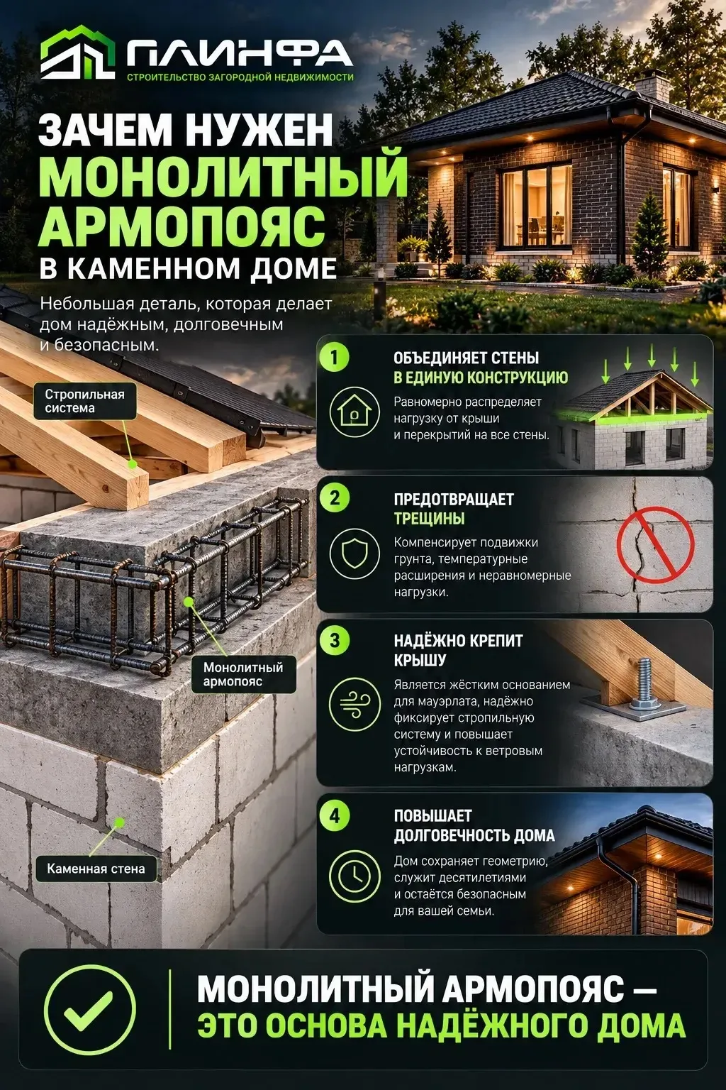 Почему дом дает трещины? Потому что забыли про армопояс! 🚫🧱