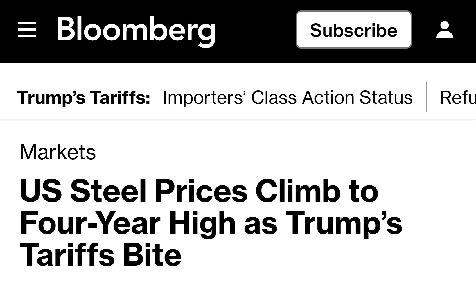 🇺🇸Цены на сталь в США из-за тарифов подскочили до 4-летнего максимума, — Bloomberg
