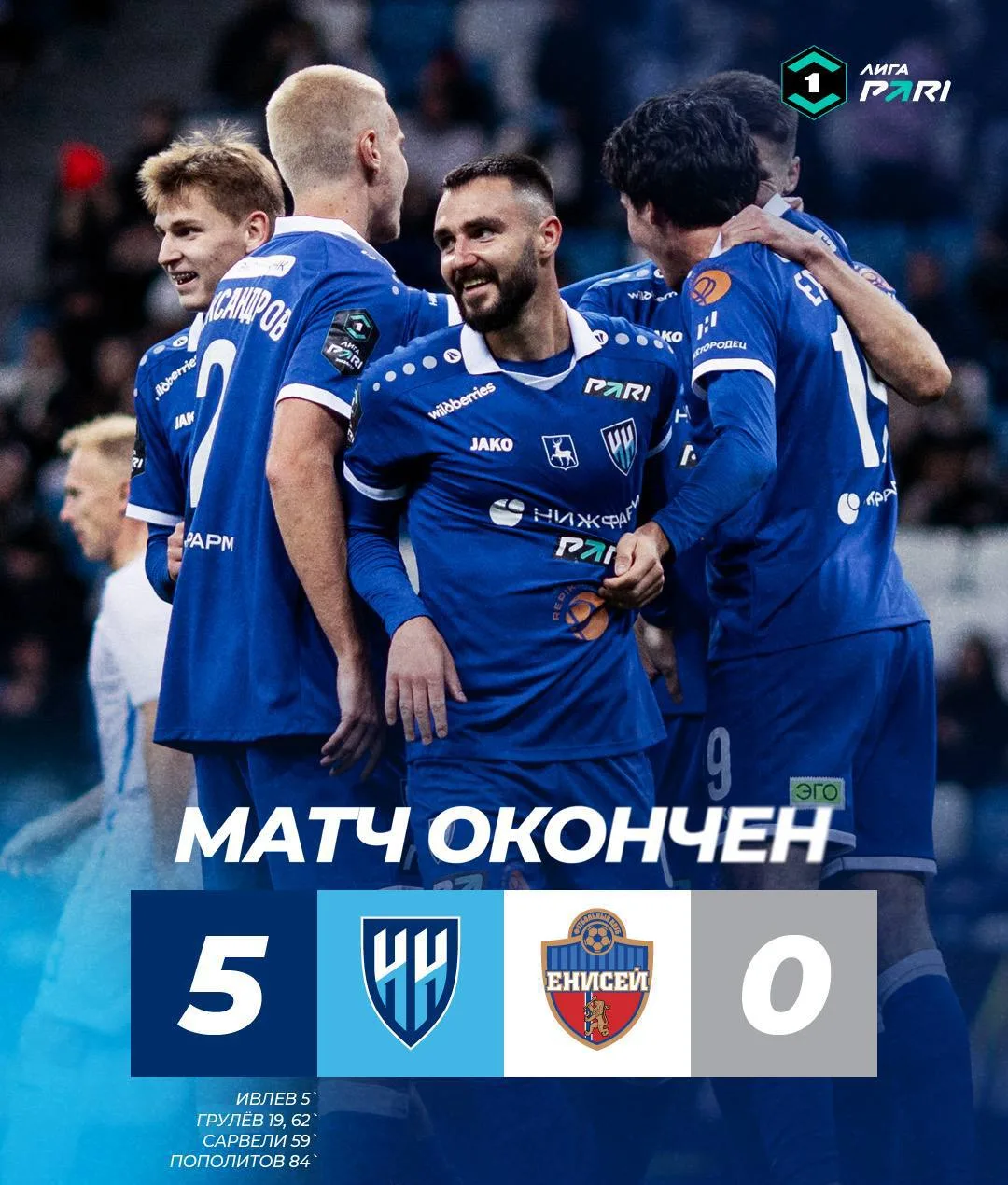 «Енисей» разгромлен — счет 5:0