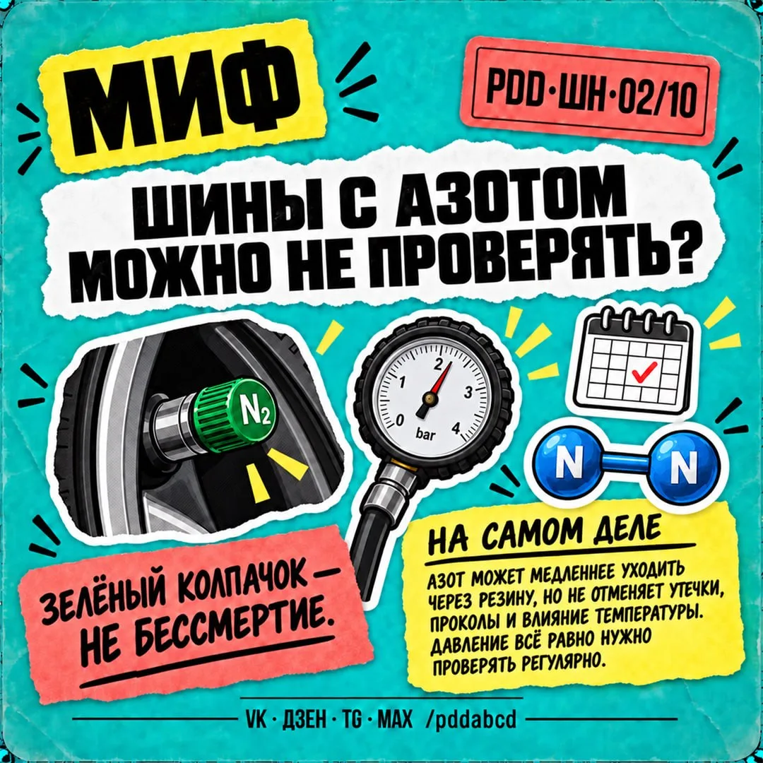 Признавайтесь: у вас в шинах азот, обычный воздух или премиальный — со вкусом клубники? 😁