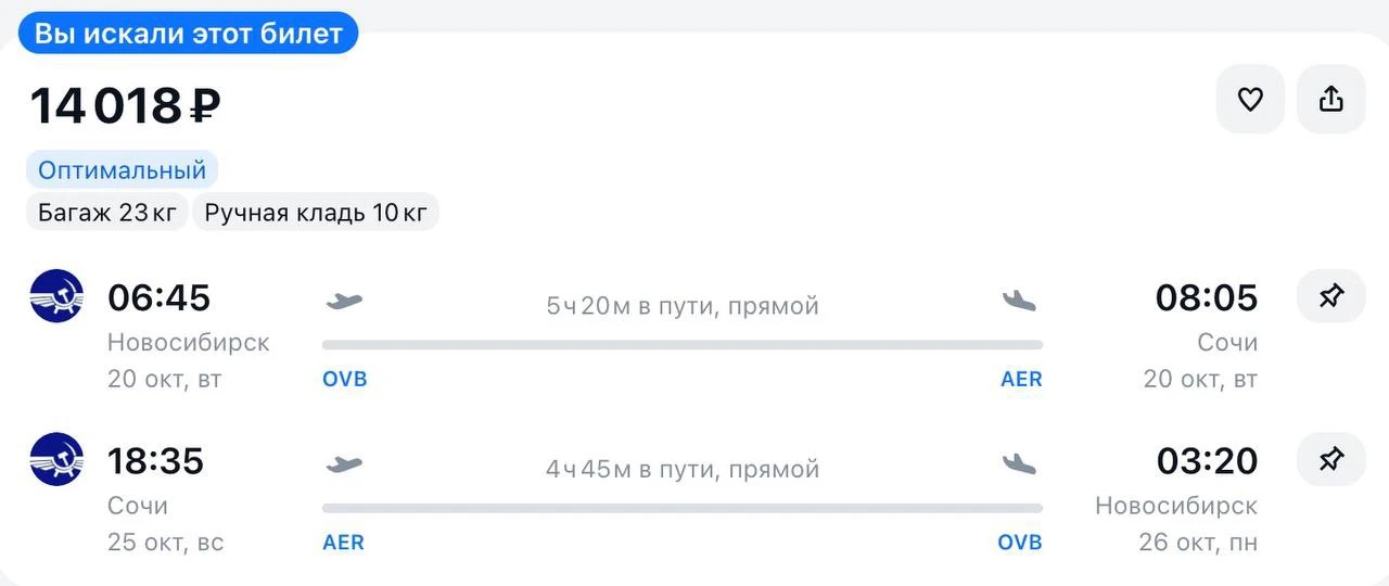Улететь из Новосибирска в Сочи