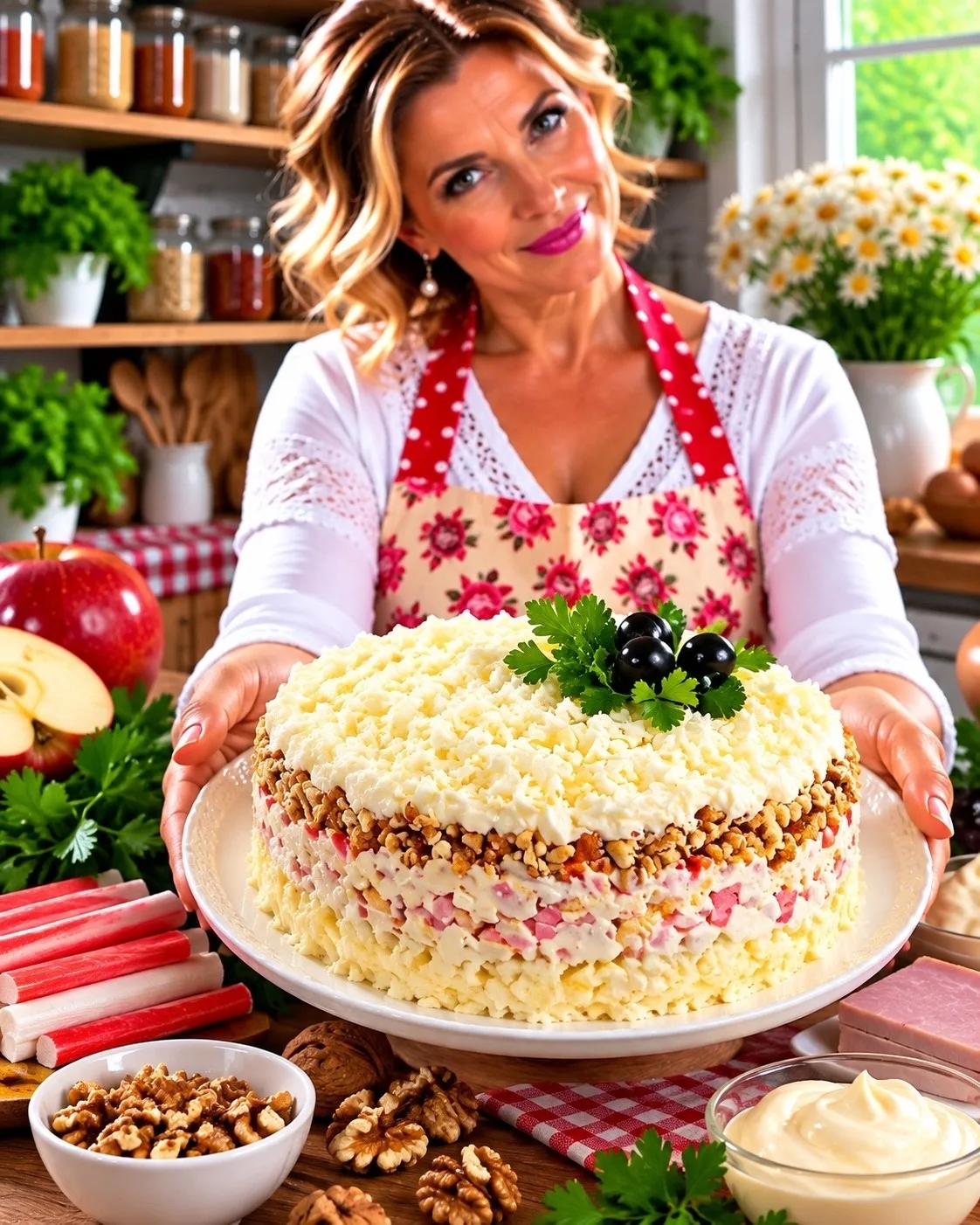 🥗 Салат «Снежная королева» с крабовыми палочками