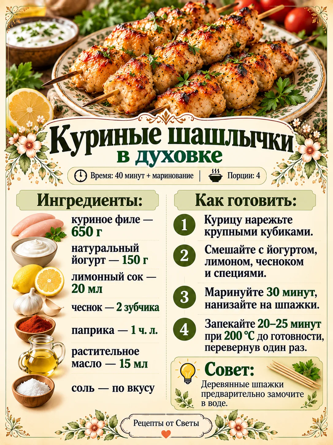 🍗 Сочные куриные шашлычки из духовки, когда душа просит пикника, а погода предлагает о...