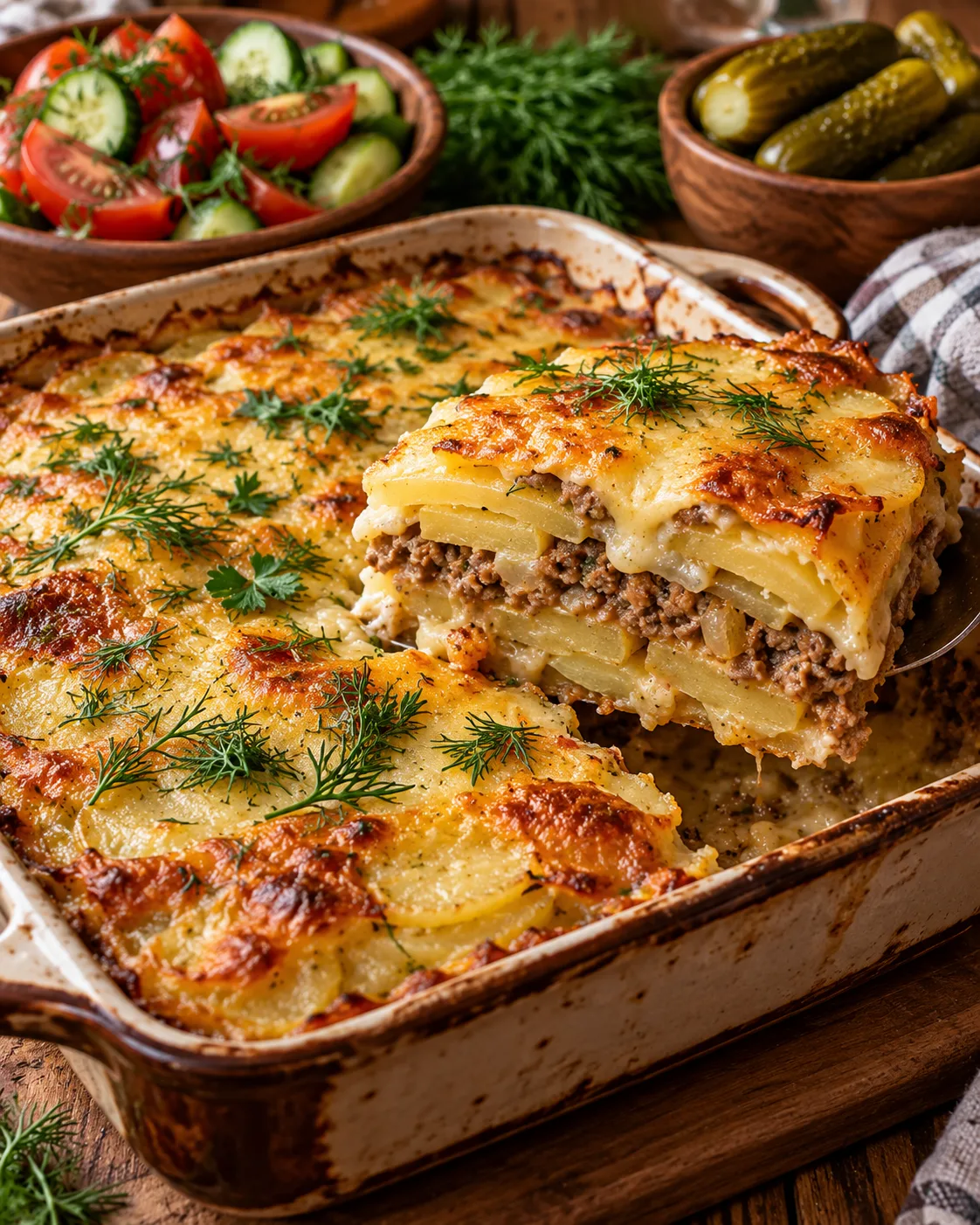🍴🥣🥄 Картофельная запеканка с фаршем и сырной корочкой