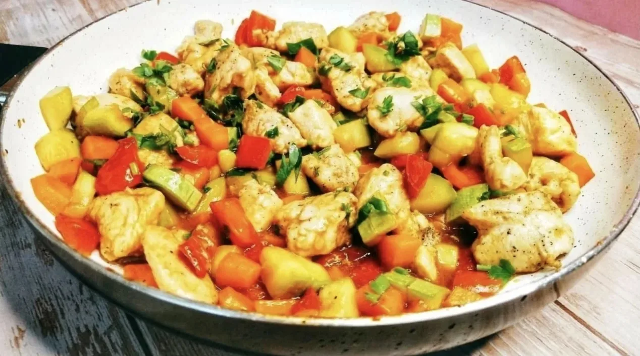 Куриное филе с овощами в аэрогриле