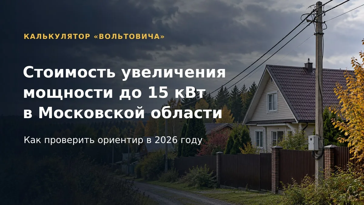 💡 Стоимость увеличения мощности до 15 кВт в Московской области