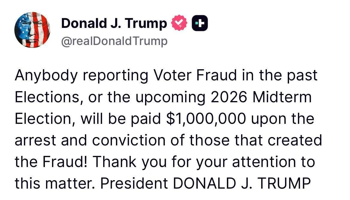 🇺🇸Трамп - пообещал 1 млн долларов за информацию о фальсификациях на выборах в США: