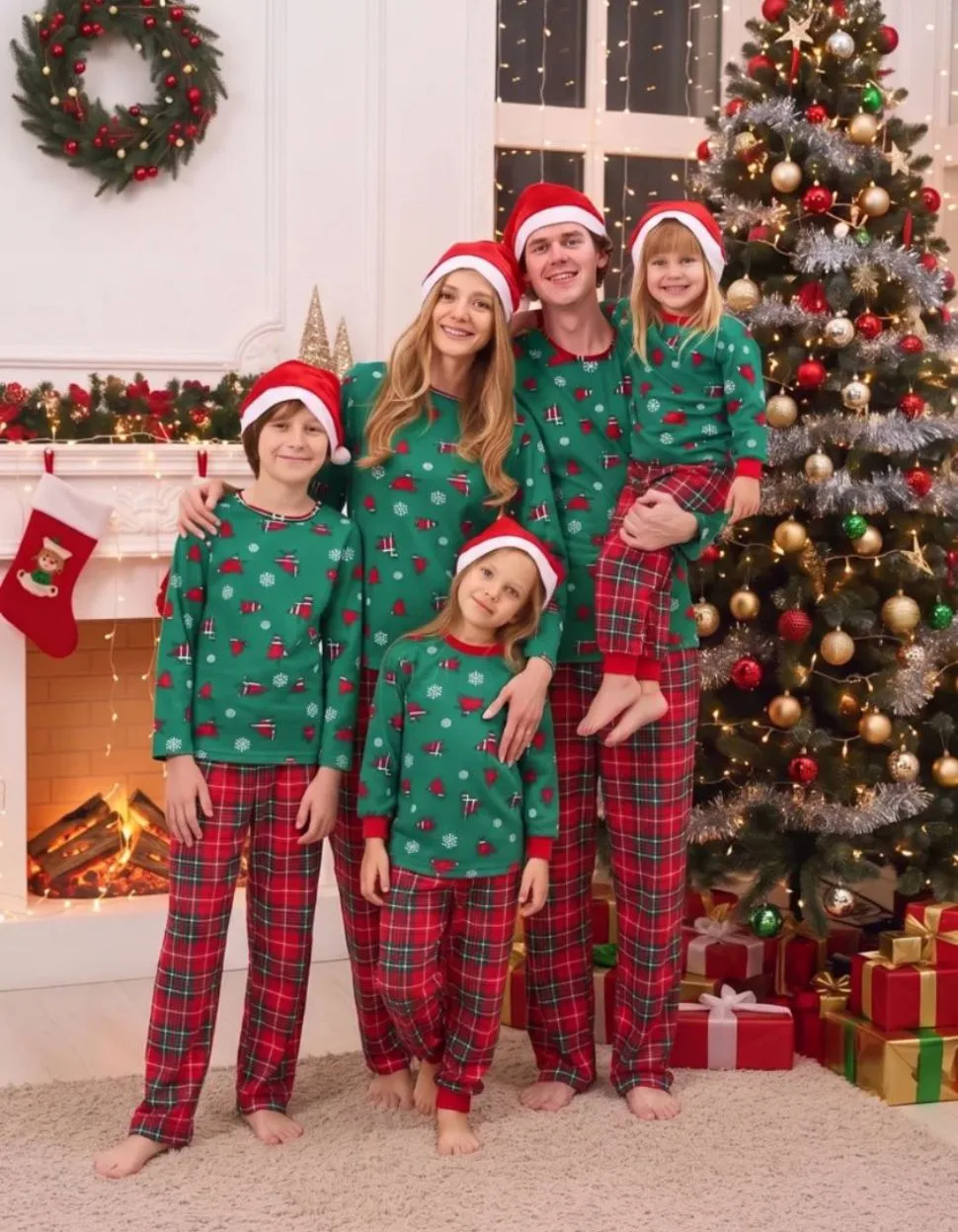 Новогодняя пижама женская со штанами Family look