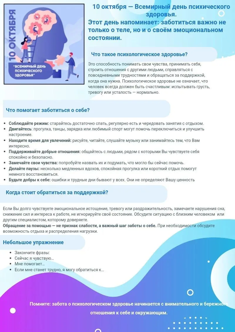 Всемирный день психического здоровья 🍀