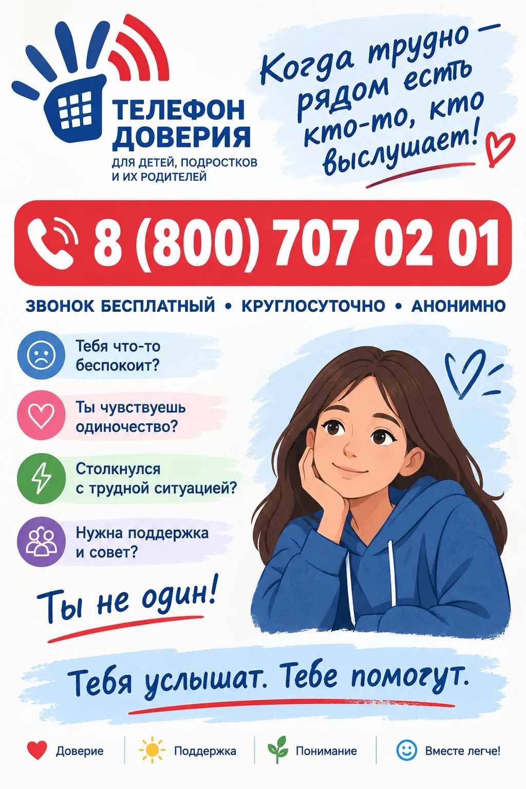 💙  Иногда каждому из нас нужна поддержка, добрый совет или просто возможность выговори...