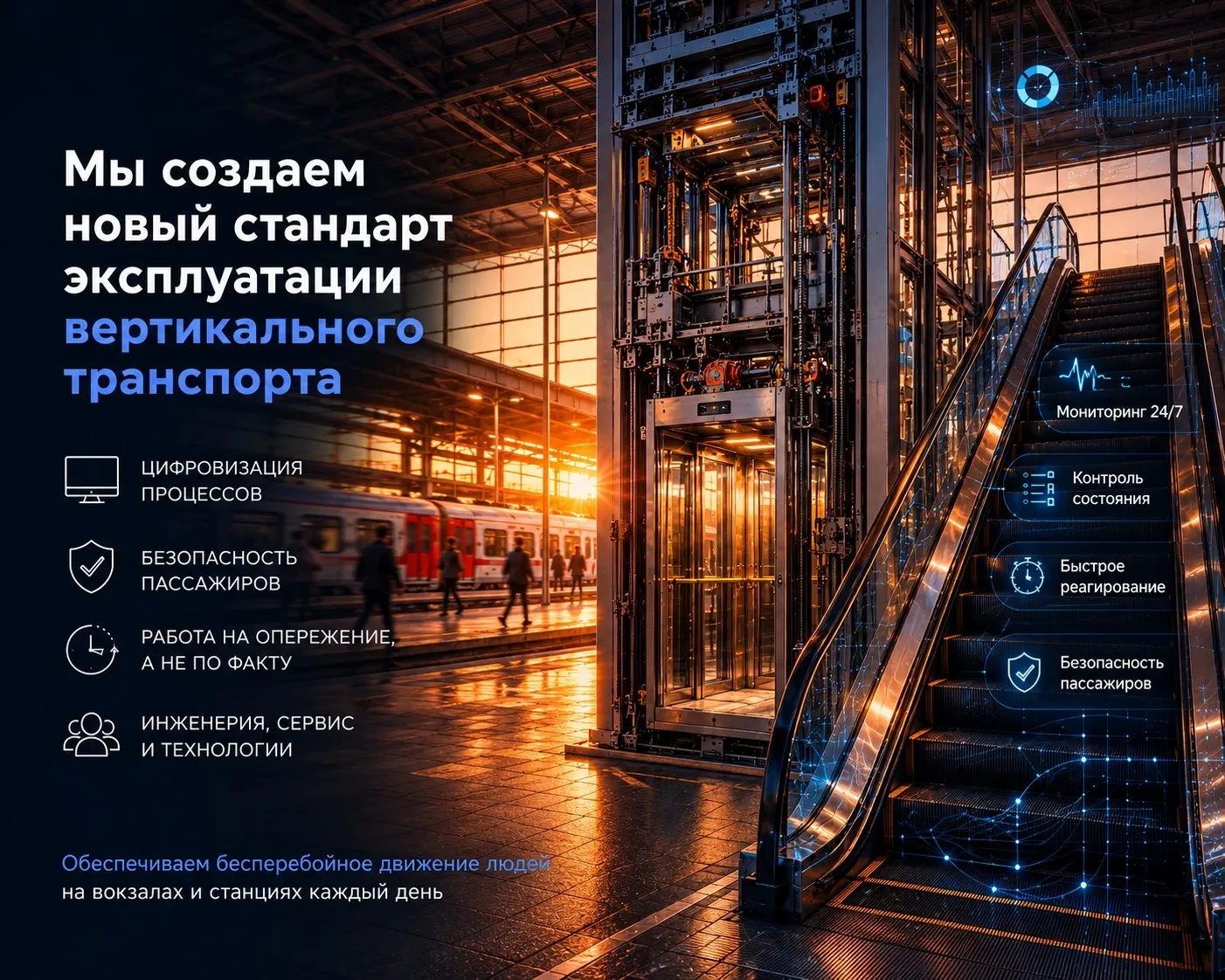 Каждый день мы пользуемся лифтами, эскалаторами и подъемными платформами на вокзалах и ...