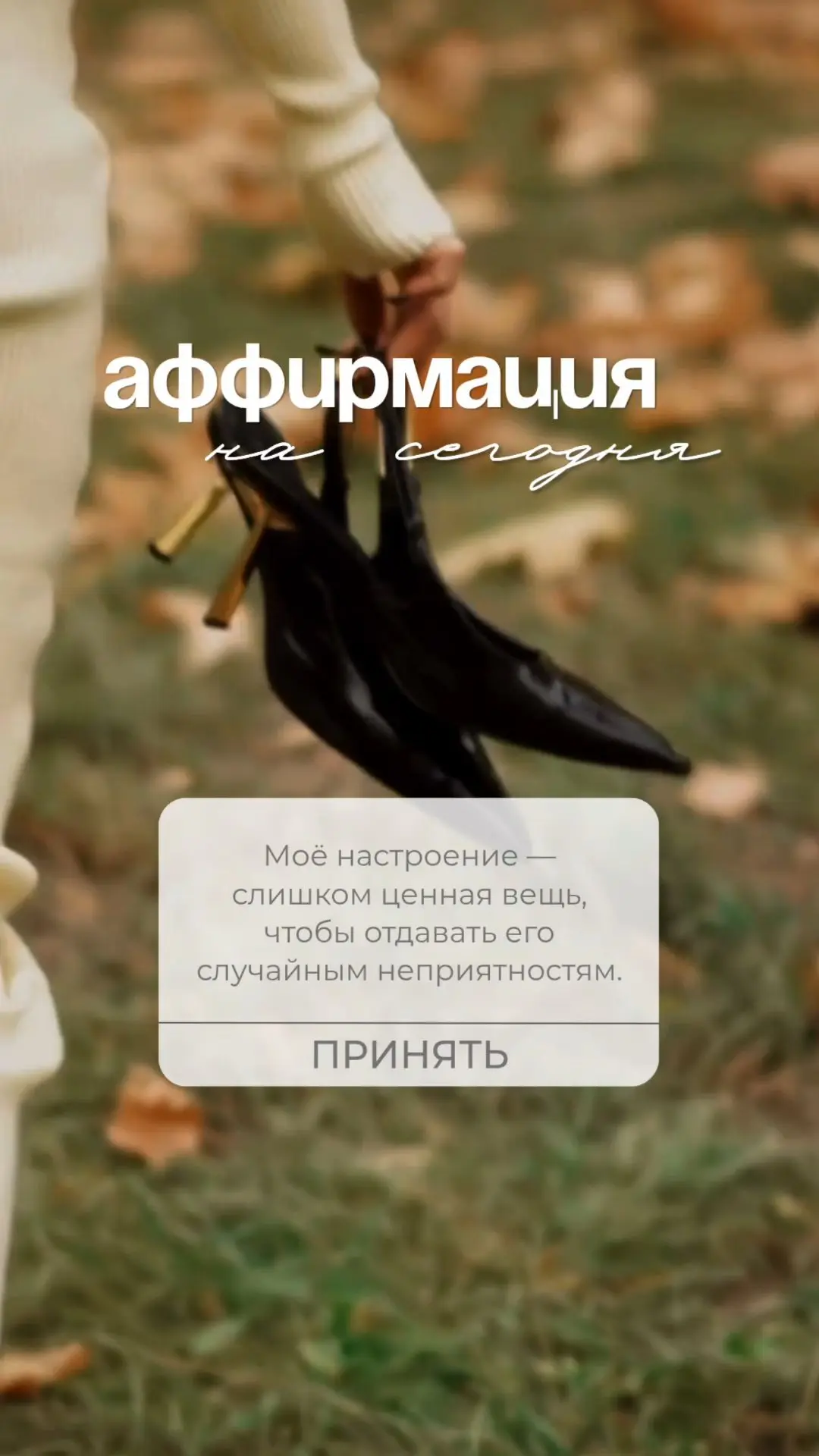 Моё настроение — слишком ценная вещь, чтобы отдавать его случайным неприятностям.