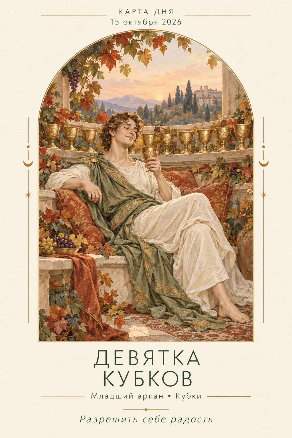 🍂 15 октября · Карта дня — Девятка Кубков