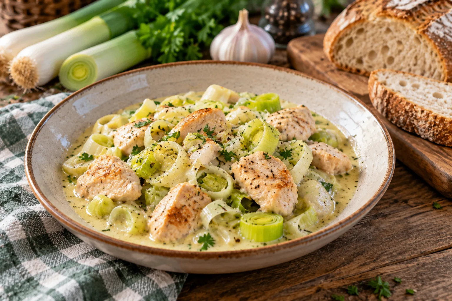 🍽️ «С ГРЯДКИ НА КУХНЮ»: КУРИЦА С ЛУКОМ-ПОРЕЕМ В СЛИВОЧНОМ СОУСЕ
