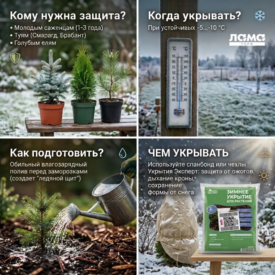 🌲 Как укрыть хвойные на зиму и не навредить?