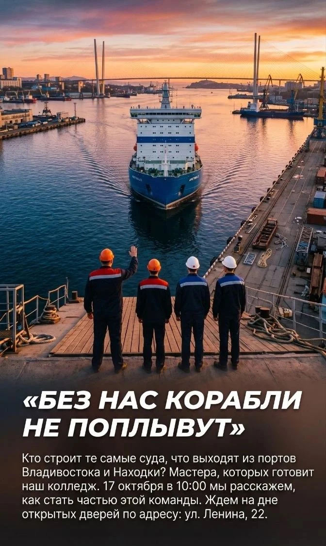 🚢 17 ОКТЯБРЯ — ЕДИНЫЙ ДЕНЬ ОТКРЫТЫХ ДВЕРЕЙ В ДАЛЬНЕВОСТОЧНОМ СУДОСТРОИТЕЛЬНОМ КОЛЛЕДЖЕ...